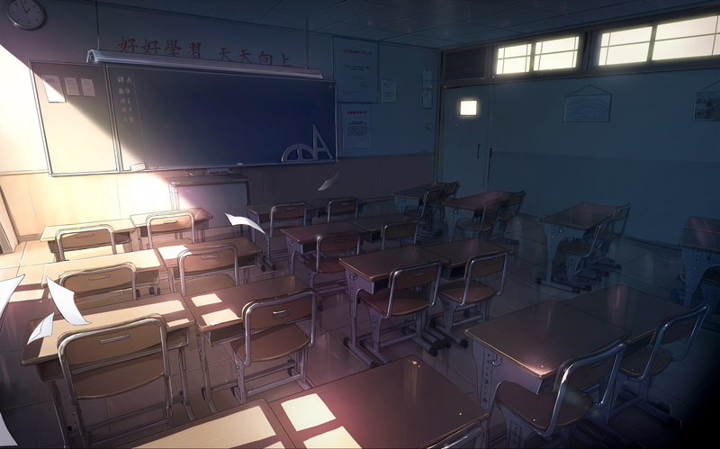 anime classroom, classroom, no people, day, arrangement, large group of objects, 4K, window, architecture, business, sunlight, empty, seat, built structure