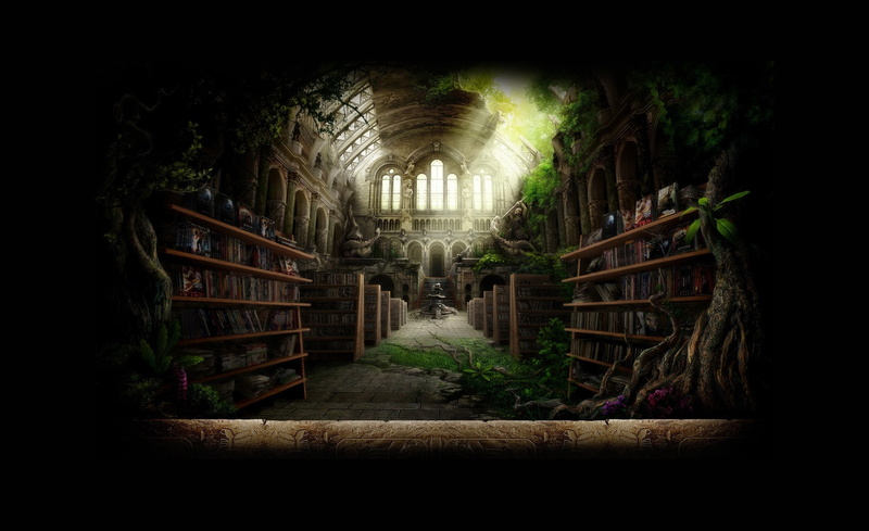 old, book, Fantasy, architecture, digital, no people, Library, hd, dark, history, arch, shelf, nature, the past, education, direction, staircase