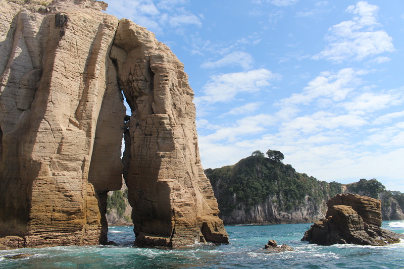 solid, architecture, stones, Sea, New Zealand, north island, blue, Nature, travel destinations, Wave, out, whitianga, travel, cloud - sky, rock formation