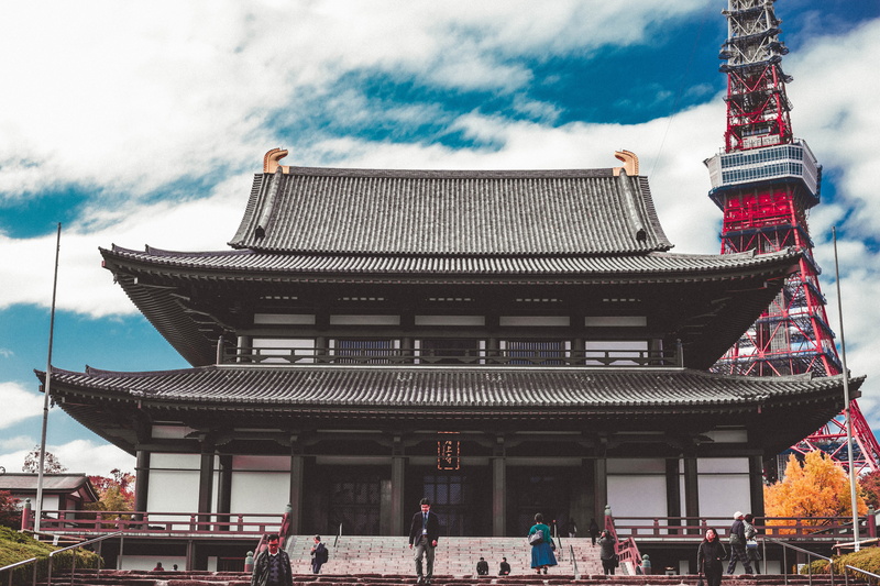 white, people, place of worship, japanese architecture, outdoors, tourism, pagoda, cloud - sky, transportation, person, destination, walking, nature, 5K