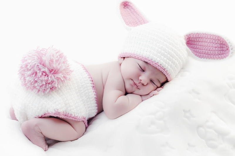 Rabbit, 2K, 4K, Sleeping baby, Crochet baby costume
