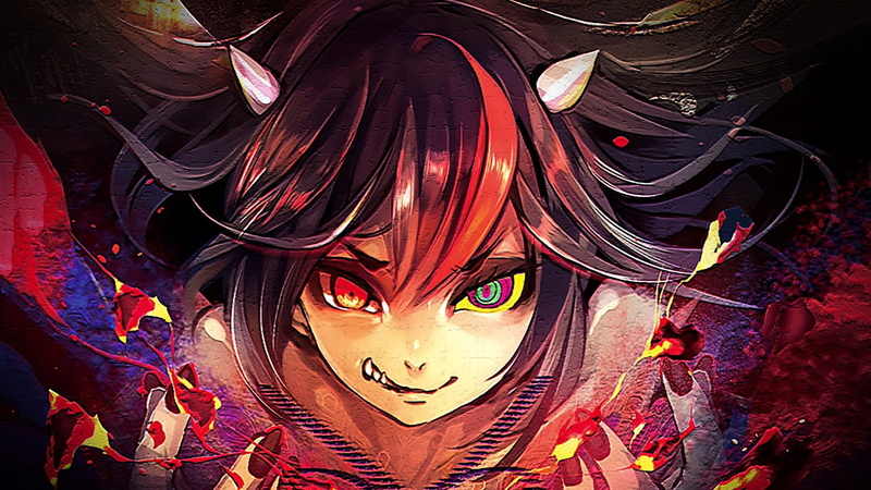 adult, women, celebration, portrait, smiling, multi colored, Black Hair, human face, one person, touhou, horns, close-up, human body part, mystery, Kijin Seija