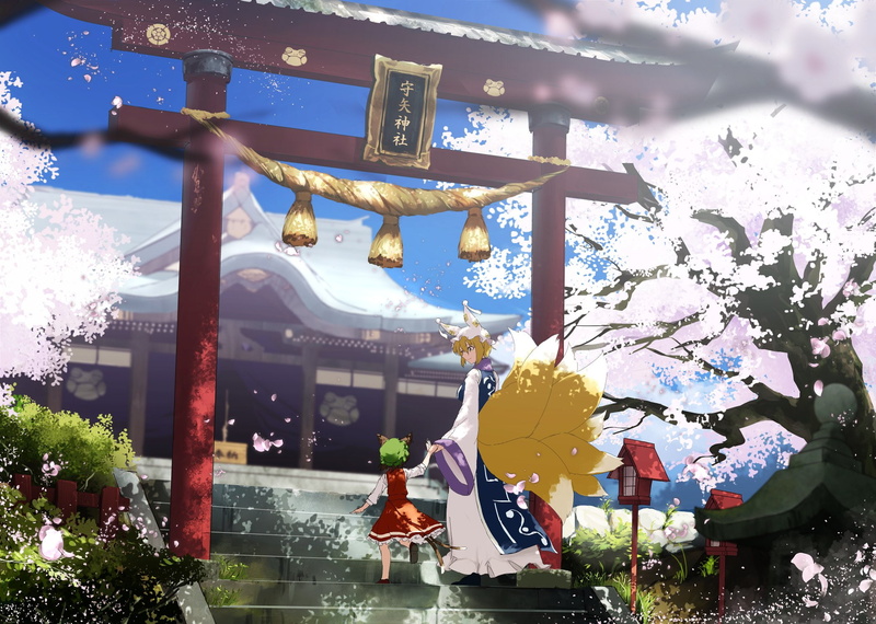 fox, ran, 1080P, kitsunemimi, tail, chen, yakumo, touhou