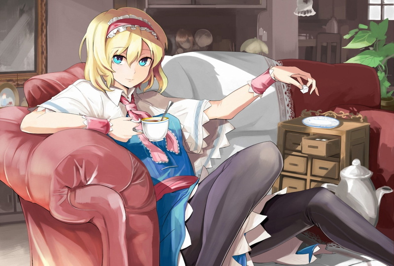 tea, computer Graphic, mask, men, mug, disguise, sofa, three quarter length, seat, sitting, cafe, day, alice, representation, leisure activity, women, obscured face