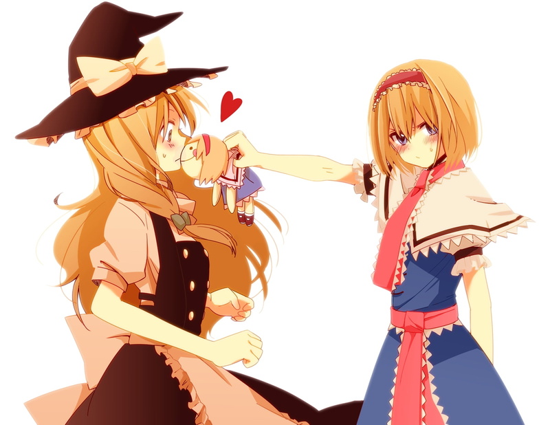 kirisame marisa, 720P, doll, alice margatroid, girl, hat, blush