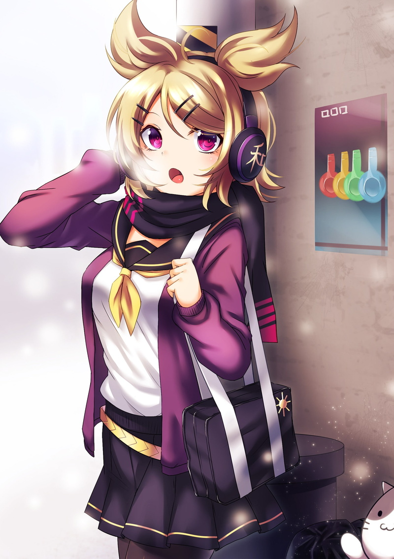 Toyosatomimi no Miko, anime girls, short hair, pink eyes, blonde, skirt, 1080P, Touhou, anime, headphones