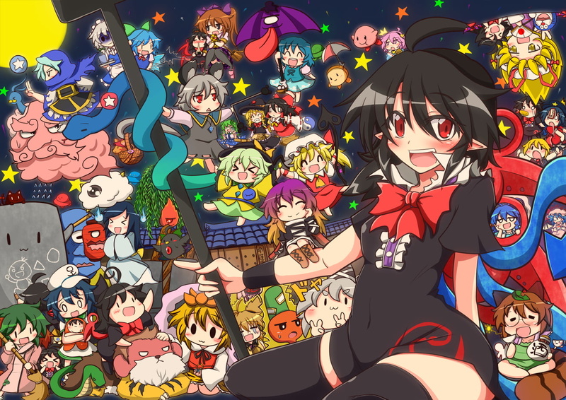 Miyako Yoshika, Komeiji Satori, thigh-highs, Cirno, 720P, Kumoi Ichirin, Hakurei Reimu, Toramaru Shou, Nagae Iku, Kaenbyou Rin, Touhou, Houjuu Nue, Nazrin