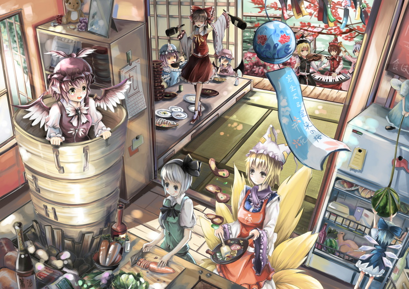 yuyuko, youmu, vampire, daiyousei, reimu, saigyouji, touhou, konpaku, qianqian, group, ran, 4K, hakurei, lorelei, cirno, yakumo, prismriver, remilia, scarlet