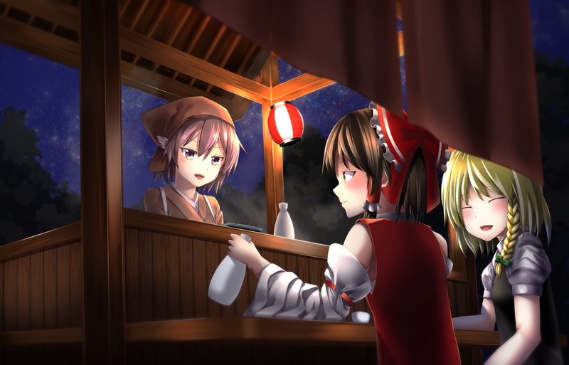 1080P, Marisa Kirisame, Anime, Reimu Hakurei, Touhou, Mystia Lorelei