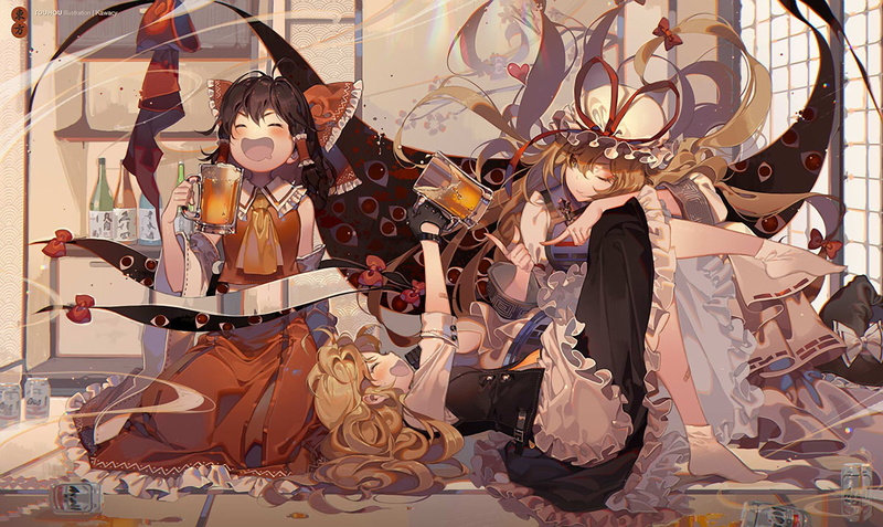 Marisa Kirisame, Reimu Hakurei, Yukari Yakumo, Touhou, Anime, 1080P