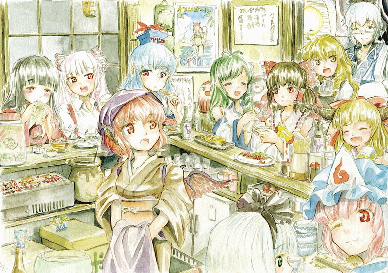 Suika Ibuki, Yukari Yakumo, Anime, 720P, Kaguya Houraisan, Marisa Kirisame, Fujiwara no Mokou, Yuyuko Saigyouji, Touhou, Reimu Hakurei, Sakuya Izayoi