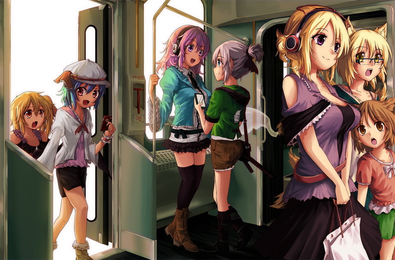 boots, yakumo, thighhighs, yukari, ran, konpaku, short, 720P, hair, hat, chen, touhou, animal, train, phone, glasses, youmu, ears, freeze ex, headphones