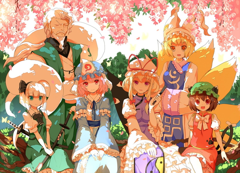 720P, catgirl, konpaku, ears, animal, foxgirl, greetload, yukari, multiple, youki, tails, chen, youmu, male, yakumo, group, touhou, myon, konachan, com