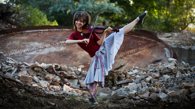hairstyle, holding, performance, string instrument, violin, arts culture and entertainment, Lindsey Stirling, skill, fashion, casual clothing, women, clothing