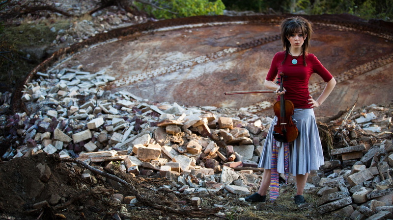 standing, solid, beautiful woman, beauty, violin, musical instrument, Lindsey Stirling, full length, one person, portrait, arts culture and entertainment