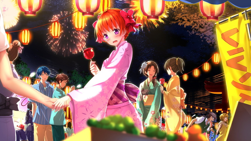 three quarter length, Sakura Chiyo, blushing, traditional clothing, leisure activity, real people, illuminated, group of people, kimono, nature, dancing