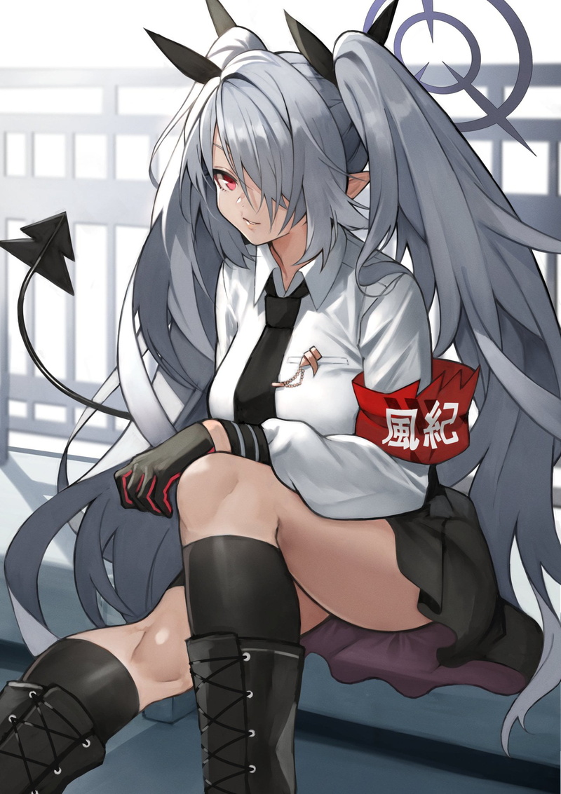Shiromi Iori, yoshi55level, anime, tail, anime girls, Yoshio (artist), blue archive, vertical, 1080P, boots