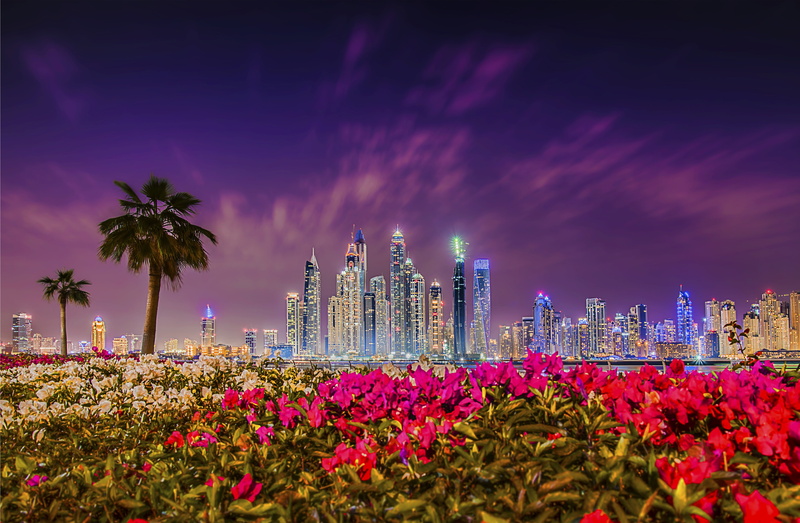 Dubai, Skyscrapers, 4K, 4K, Nightscape