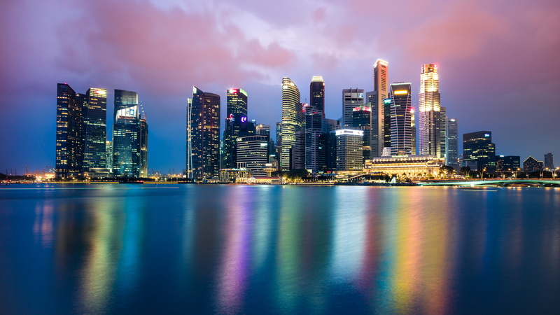 singapore, Nightscape, 4k, 5K, Skyline, 2017, city