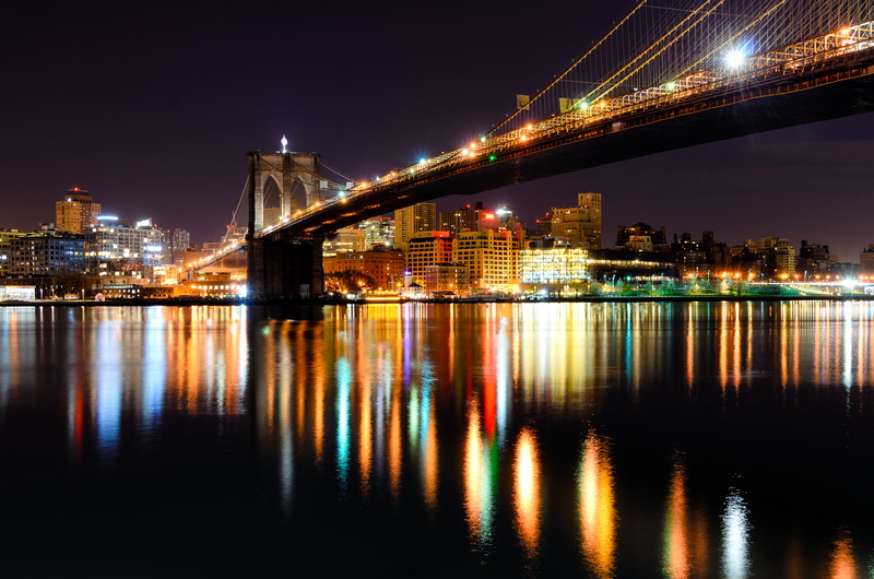 Brooklyn Bridge, Cityscape, Nightscape, 2K