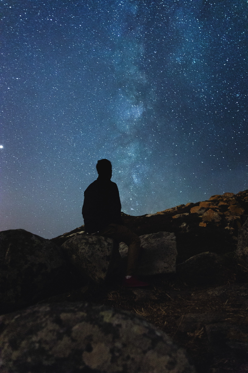 silhouette, space, scenics - nature, nature, men, landscape, star - space, milky way, outdoors, photography, beauty in nature, long exposure, night, galaxy