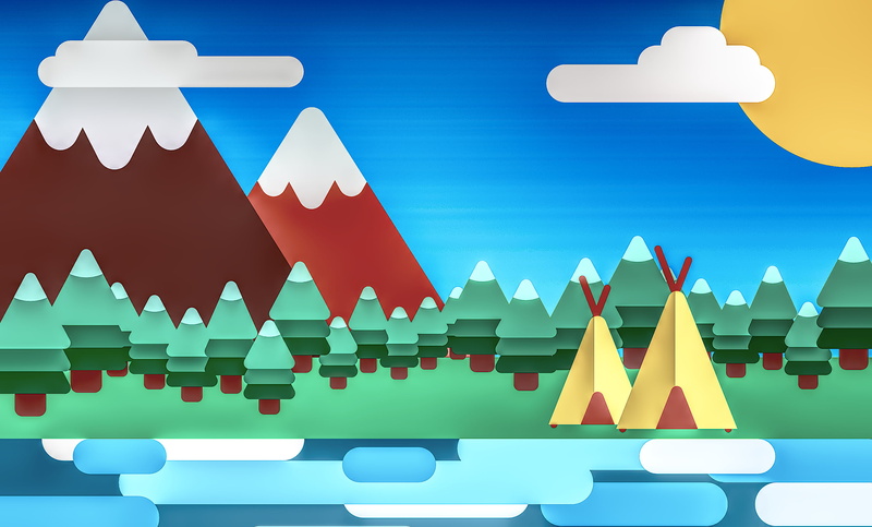 2K, camp, mountains, vector, Kurzgesagt – In a Nutshell, digital