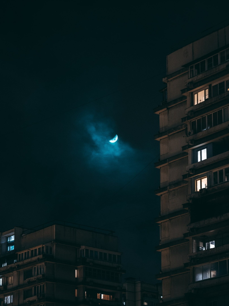 city, urban, night, 1080P, moon phases