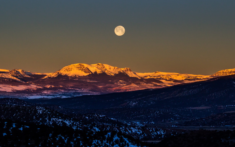 astronomy, tranquility, cold temperature, ridge, tranquil scene, moon, land, environment, mountain, phase, nighttime, near, landscape, mountain range, snow