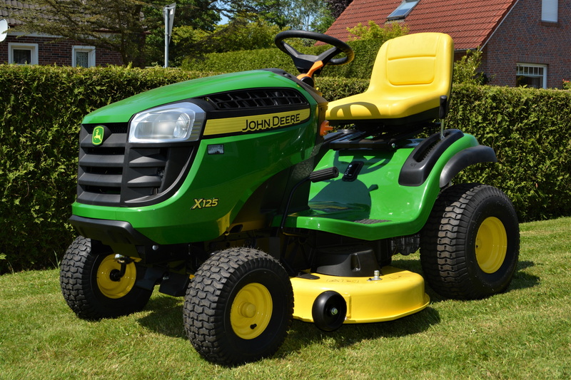 day, field, no people, john deere x125, 4K, transportation, vehicle, sunlight, tractor, agricultural machinery, front or back yard, gardening, wheel, ride-on mower