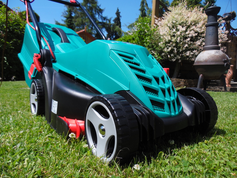 Lawn Care, mode of transportation, Hobby, garden, lawn, motor vehicle, sunlight, travel, stationary, front or Back Yard, mowing, grass, blue, tree, wheel