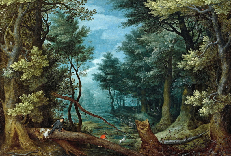 Forest Landscape with Deer Hunting, Jan Brueghel the elder, 1080P, picture