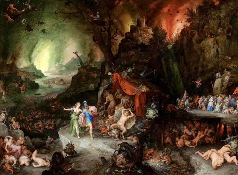 historical painting, 1080P, Jan Brueghel The Elder, Aeneas and the sibyl in the underworld