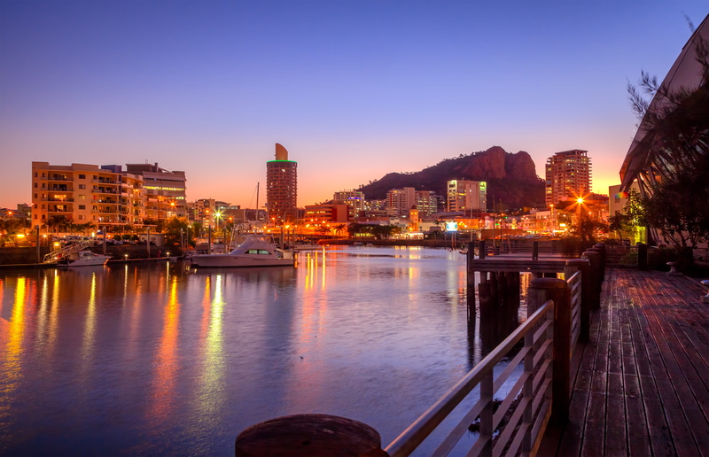 building exterior, urban skyline, architecture, city, travel destinations, building, sunset, city lights, landscape, boating, tropical queensland, no people