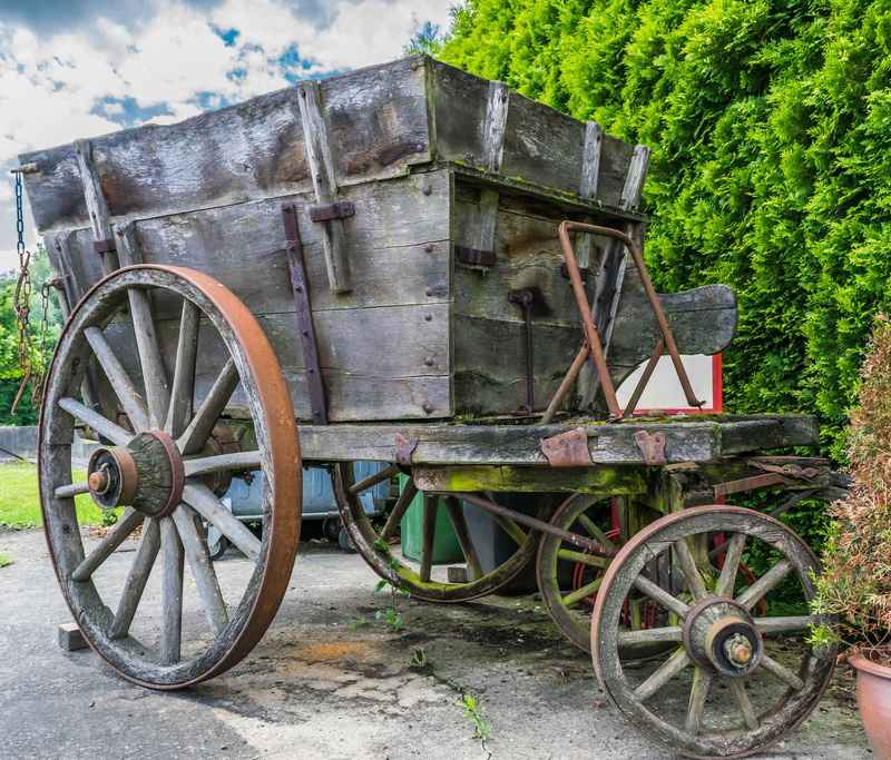 no people, retro Styled, horse Cart, Handcart, field, plant, land, zugkarre, wheel, rural Scene, agriculture, spokes, green color, Cart, old-fashioned