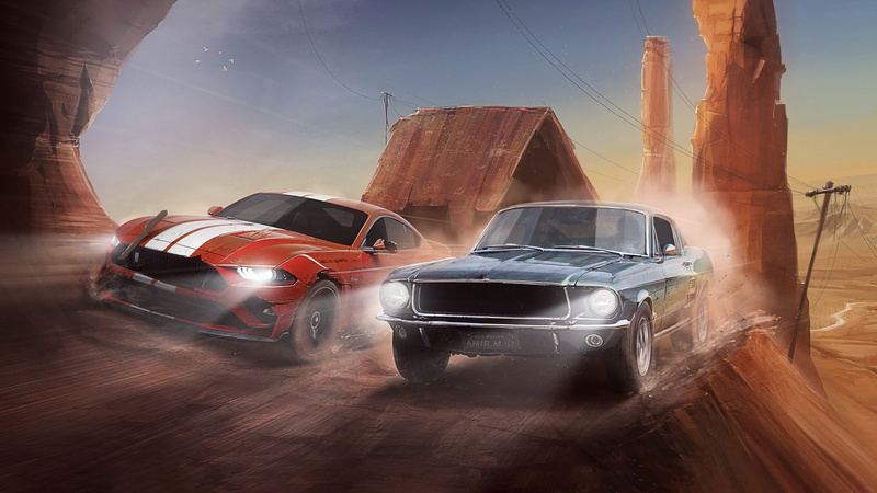 Auto, Mustang, by Amirreza Mirzaei, Driver, Shelby, Animation, Speed, Ford, Red, Chase, Machine, Concept Art, New, Retro, 1080P, Art, Movement, Car, Illustration