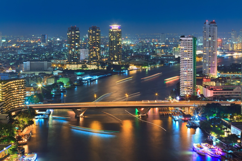 skyscraper, urban Skyline, lights, tower, transportation, the city, traffic, asia, illuminated, excerpt, modern, bridge, motion, cityskyline, building Exterior