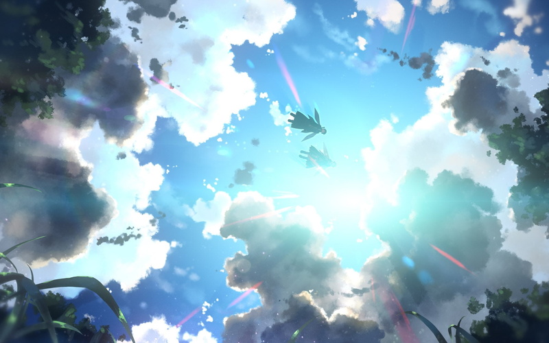 wings, sword, kirigaya, tatsuya, sky, yuuki, 1080P, kazuto, online, art, scenic, asuna, clouds