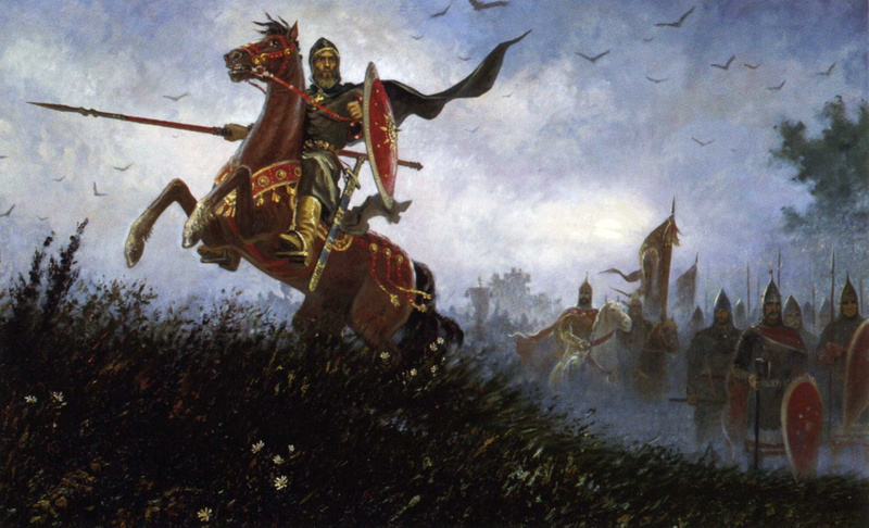 Olshansky Boris, Russia, on the field of Kulikovo, Slavs, horse, Peresvet, 2K