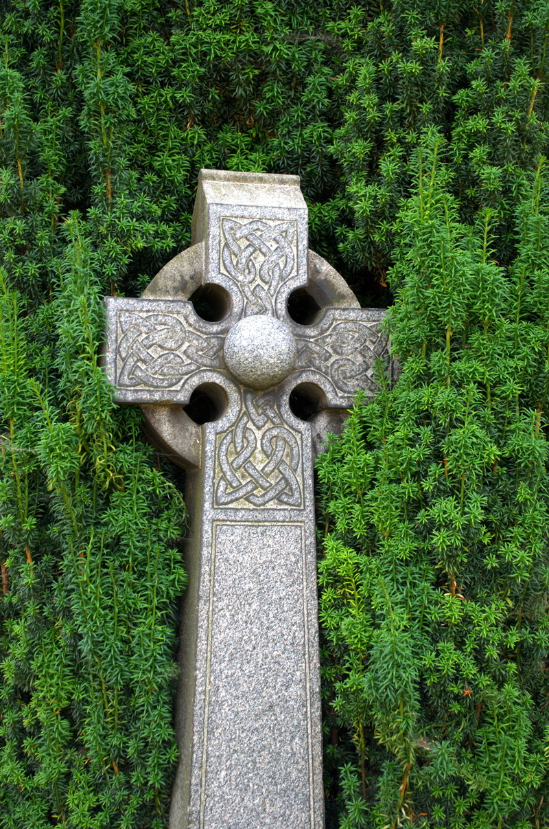 nature, art and craft, funeral, christianity, tree, green color, mourning, 4K, cross, gravestone, symbol, stone, celts, ancient, craft, cemetery, growth