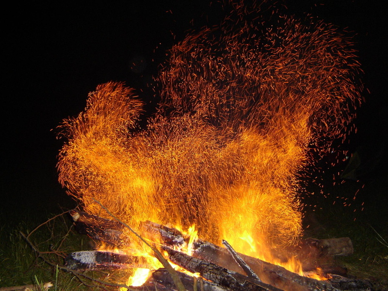 3d and abstract, fire, cold, 1080P, camp, night