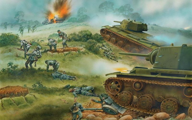 tanks, painting, war, battle, art, 1080P, landscapes, warriors, soldiers