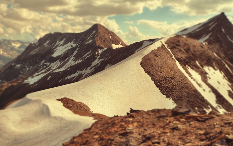 landscape, sky, mountains, nature, 2K, clouds, snow, far view