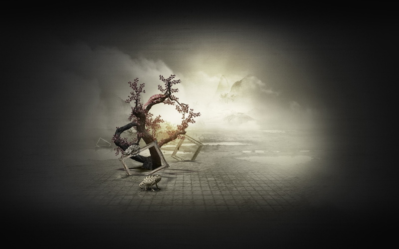 trees, surreal, artwork, picture frames, 1080P, digital art