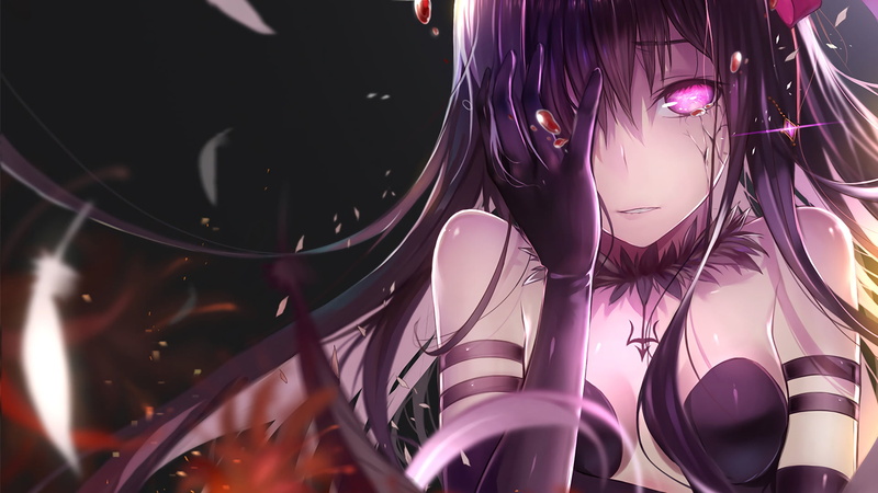 real people, Homura Akuma, standing, Tattoo, Earrings, 1080P, Glove, arts culture and entertainment, Collar, Tears, Blood, Pink Eyes, Girl, high angle view