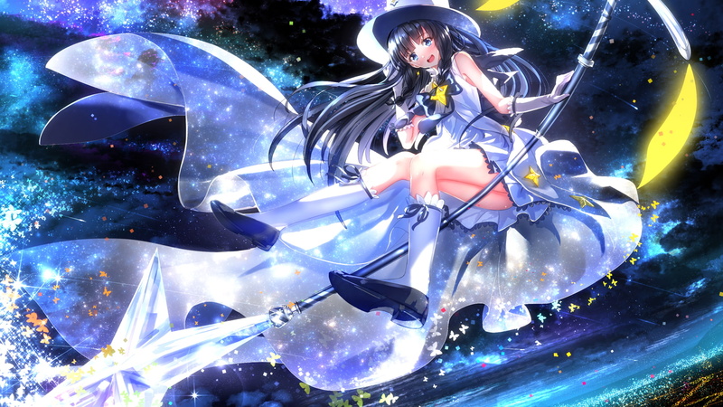 long hair, black hair, Swordsouls, Itsuki (Houkago no Pleiades), blushing, blue eyes, anime girls, Houkago no Pleiades, anime, dress, 1080P, elbow gloves