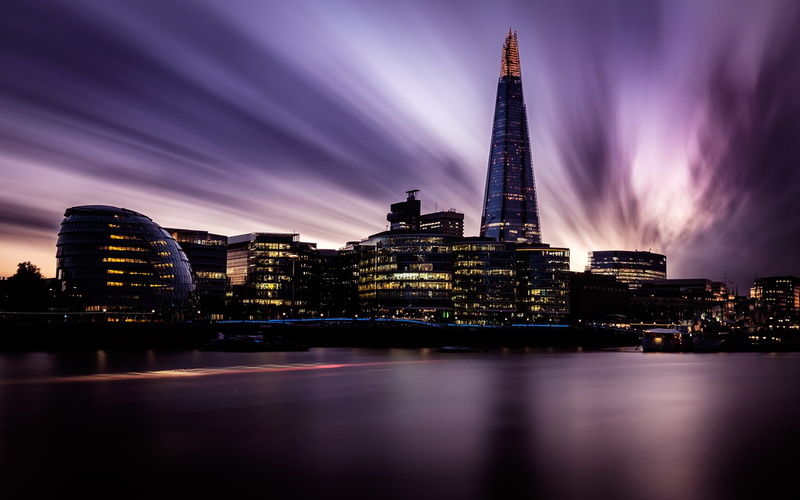 violet, night, long exposure, 720P, city lights, water, cityscape, city, clouds, evening, river