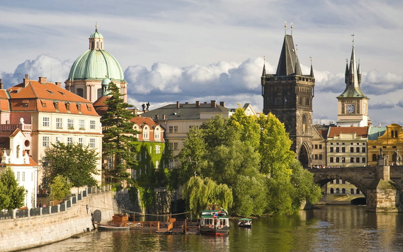 2K, religion, mode of transportation, sky, nautical vessel, spirituality, bridge, passenger craft, built structure, plant, outdoors, Prague, building exterior