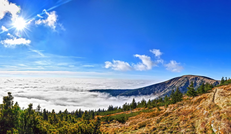mountains, environment, clouds, scenics - nature, nature, cloud - sky, mountain, no people, outdoors, 2K, day, Czech Republic, forest, The Karkonosze national Park