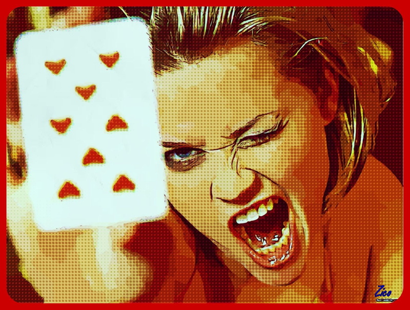 open mouth, one person, glasses, face, cards, beauty, lifestyles, Reese Witherspoon, artwork, looking at camera, body part, portrait, playing cards, women
