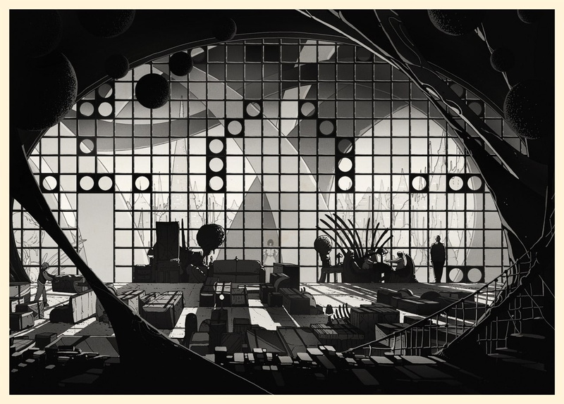 480P, Kilian Eng, artwork, monochrome